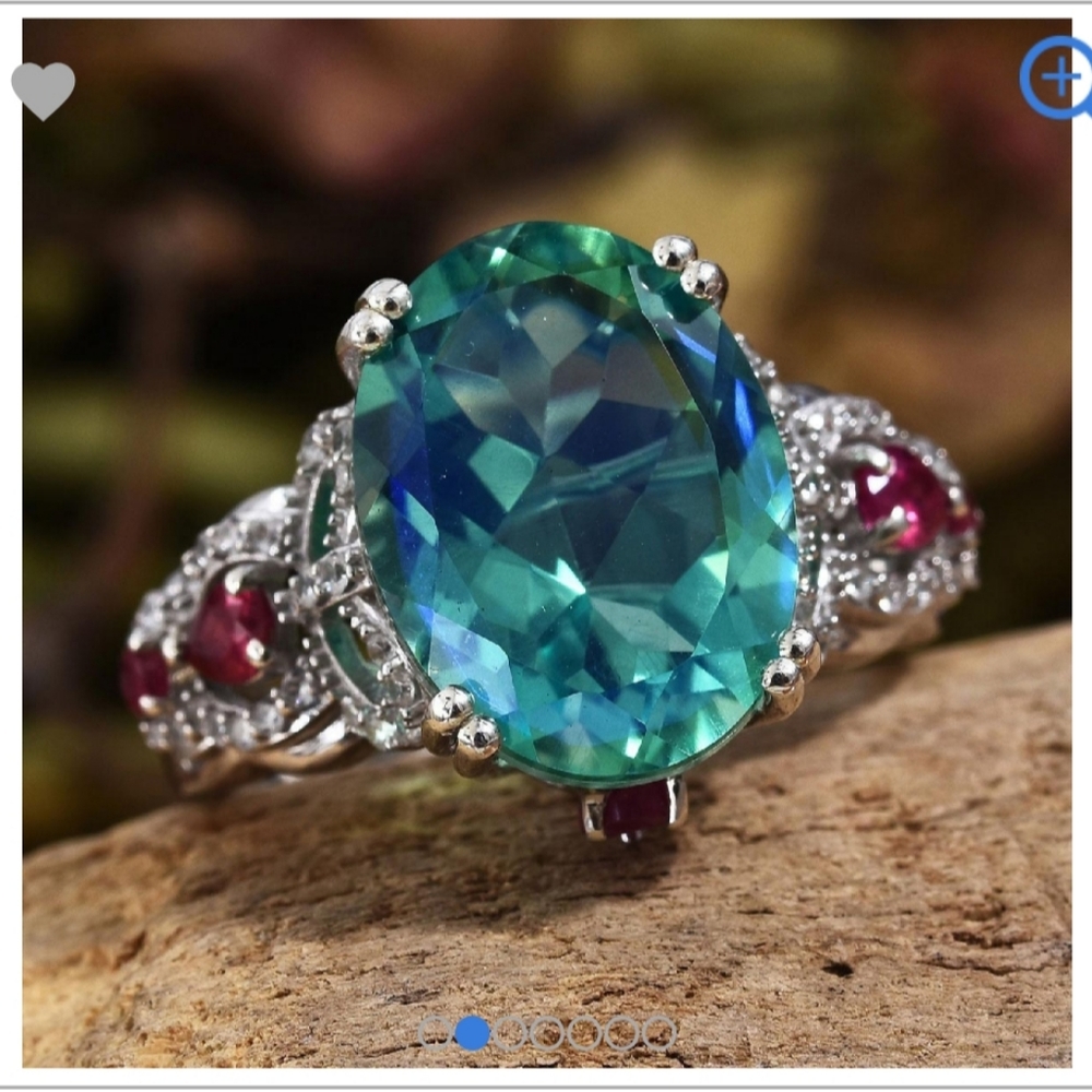 Beautiful Peacock Quartz Ladies Ring